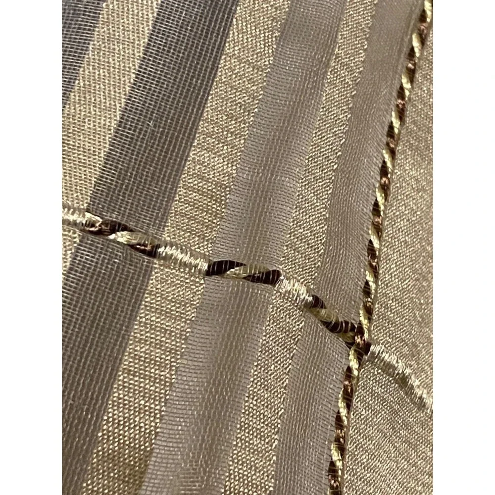 Set of 2 Gold/Cream 100% Sheer Silk Grid Window Curtain Panels 50” X 84” Drapery